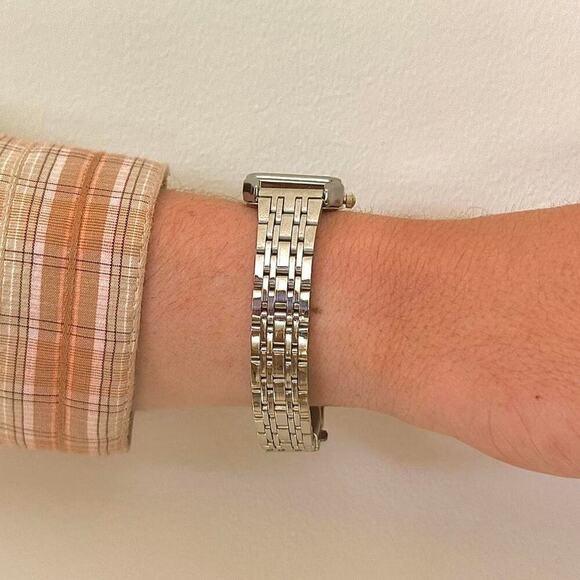 Y2K Silver Gold Dial Quartz Watch with Roman Numerals Unisex 8.5" New - Picture 2 of 4